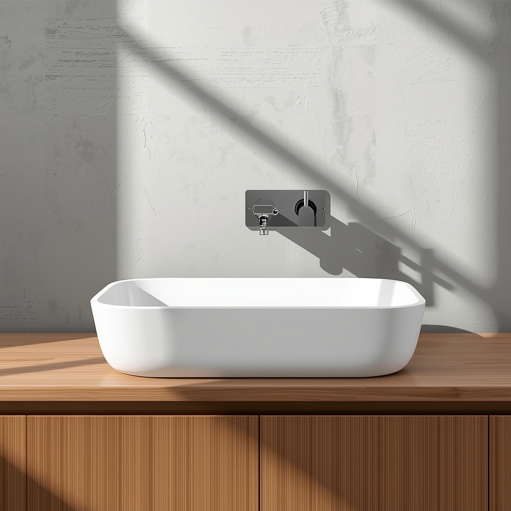lucid-origin_A_modern_luxury_bathroom_countertop_washbasin_placed_on_a_warm_wooden_vanity._Th-0
